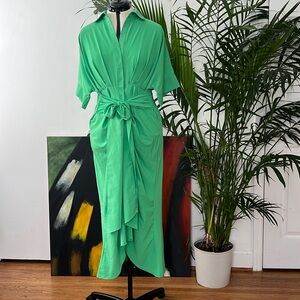 Green Short Sleeved Button Down Dress Size XL